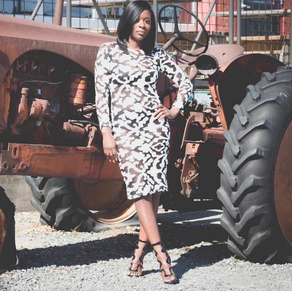 Black and White Mesh dress
